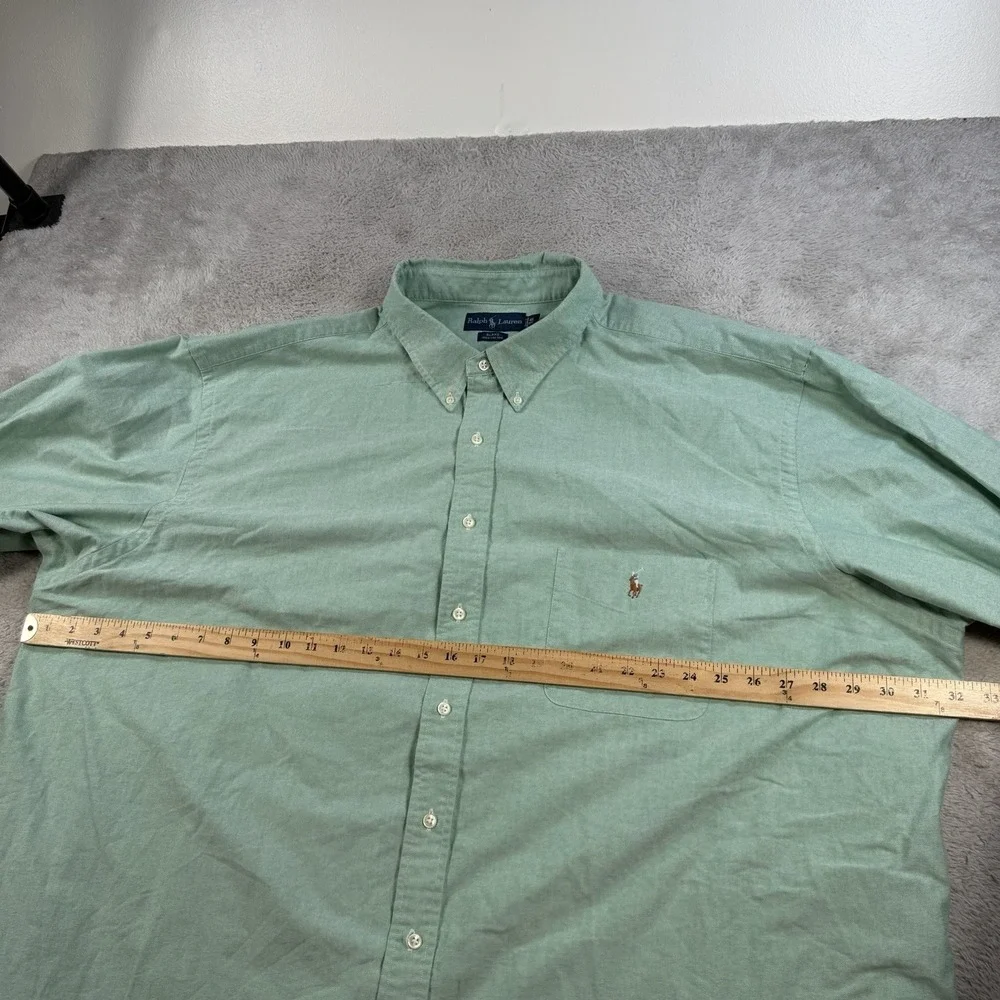 Polo Ralph Lauren Shirt Men 4XB Green Blake Long Sleeve Button Flesh Pony Pocket